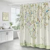 Shower Curtains Flowers Birds Creative Pink Floral Tree Plant Chinese Style Art Polyester Fabric Bathroom Decor Bath Curtain Set