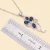 Strands XUTAAYI Silver Wedding Jewelry Sets For Women Plant Shape Blue Zircon Bracelet Earrings Necklace Pendant Ring Gift Box