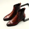 Bottes de haute qualité hommes noir / rouge bande élastique cheville imperméable en caoutchouc véritable haut en cuir chaussures militaires