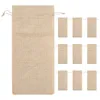 Dekorative Blumen 10pcs Jute Weinsäcke 14 x 6 1/4 Zoll Hessian Flaschengeschenk mit Kordelstring