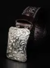 Ceintures Fait à la main rétro style ethnique designer sculpture hommes boucle plate ceinture décontractée denim fendu en cuir ceinture de mode Q240401
