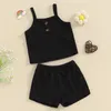 Conjuntos de ropa Pudcoco Infant Kids Baby Girl 2pcs Trajes de verano Sin mangas Botón Frontal Cami Tops Shorts Set Ropa 1-5T