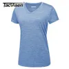 TACVASEN évacuant l'humidité col en V t-shirts été séchage rapide chemises femmes entraînement athlète hauts léger t-shirt décontracté 240318