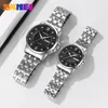 Montres-bracelets SKMEI Steel Band Dames Montre Couple Montres Affichage de l'heure et de la semaine Véritable Quartz Luxe Original Classique 2085