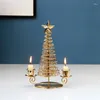 Candle Holders Christmas Tree Modelling Candlestick European Metal Holder Ornament Candlelight Dinner Table Decorations