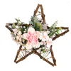 Guirlande de fleurs décoratives simulées de camélia, pendentif cinq étoiles, porte murale pour jardin, célébrations de festivals de mariage (rose)