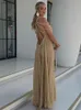 Basic Casual Jurken ByeMyLove Losse mouwloze strandjurk Ruglooze maxi voor dames Gehaakte uitsnede Off-shoulder zoom Feest lang yq240402