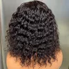 Vente Perruque Bob Lace Closure Wig malaisienne péruvienne brésilienne, cheveux naturels épais, noirs, Deep Wave, brun 4x4, 100% bruts, vierges, Remy,