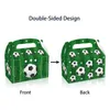 Emballage cadeau Boîtes de friandises de fête de football 12pcs Boîte de biscuits de bonbons en carton de football avec poignées Sacs de faveur Goodie pour anniversaire d'enfants