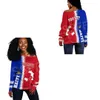 Sweats à capuche pour femmes Sweatshirts Nom personnalisé Drapeau du pays Mer des Caraïbes Haïti Rétro Vintage Tatouage 3DPrint Femmes Casual Sweat-shirts à épaules dénudées Manches longues X1 240401