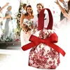 Present Wrap Wedding Candy Bag Pouch Flower Printed Canvas Packaging Smycken Holder Organiser Floral DrawString Handväska