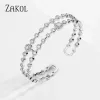 Bangles ZAKOL Luxury Newlyweds Engagement Bridal Silver Color Jewelry Round Cubic Zirconia Bracelet Bangles for Women BP3057