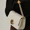 New 2024 Spring/Summer Cowhide Women's Bag Lingge Chain Bag Women's High end Small and Unique One Shoulder Genuine Leather Crossbody Bag