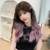Synthetic Wigs NAMM Long Wavy Purple Gradient Women Wig for Women Daily Party Long Wavy Wigs Synthetic Wigs with Fluffy Bangs Heat Resistant Y240402