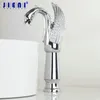 Bathroom Sink Faucets JIENI Golden Plated Swan Bathrooom Faucet Tall Waterfall Chrome Polish Deck Mounted Wash Basin Soild Brass Mixer Tap