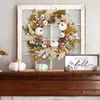 Decoratieve bloemen Thanksgiving-krans ronde herfstbladeren voordeur huis boerderij decor hanger kunstmatige herfst bloemen oogstslingers