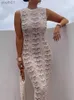 Basic Casual Dresses Deioao Summer Knitted O-neck Women Sleeveless Dress Sexy Bodycon Solid Strip Long Fashion Office For 2023 yq240402