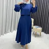 Vêtements ethniques Ramadan élégant 2 pièces ensemble femmes lanterne manches fleur culture haut taille haute jupe jupe costume 2024 printemps dame abaya turquie