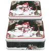 Storage Bottles Card Holder Containers Christmas Cookie Gift Box Tinplate Candy Snowman (2 Pieces)