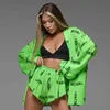 23GH Sexy Pajamas Новая V-образная сексуальная женская паджама набор шорт для одежды с длинными рукавами.