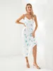 Lässige Kleider Frauen Vintage Floral Midi Kleider sexy Spaghetti -Gurt Long Bodycon Party Club formeller Sommer