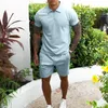 Heren Trainingspakken Trainingspak Effen Kleur Korte Mouw Shorts Casual Sets Heren Modemerk Zomer Sweatsuit Sportpakken Drop Delivery Ap Dhsng