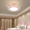 Plafonniers Rose Cristal Couronne LED Chambre D'enfant Lumière Moderne Chaud Romantique Princesse Petite Fille Chambre Lampes