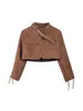 Women's Jackets Women Brown Leather Short Jacket Coat Vintage PU Motorcycle Fashion Streetwear Korean Loose Outerwear Pippie Clothes 2024