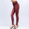 Taille haute Faux Jean Leggings Slim élastique sans couture grande taille pantalon crayon maigre femme poche entraînement Leggings de course 240315