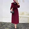 Etniska kläder kvinnor långärmad elegant klänning pläterad shinny muslim abaya islamisk dubai kalkon lyx vestidos largos ramadan eid djellaba