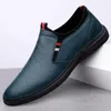 Casual Shoes Blue Business Leather for Men Slip-On Loafers Soft Italian Style Flats Super Light Moccasins Plus Size 37-46
