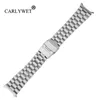 İzle Bantlar Carlywet 20 22mm Silver Hollow Curved Uç Katı Katı Bağlantılar Değiştirme Bant Strap Bilezik Çift İtme Tokası İçin