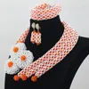 Colar brincos conjunto de cristal laranja casamento contas africanas moda artesanal jóias dama de honra abh014
