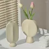 花瓶の顔フェイスセラミック花瓶の装飾エントランステレビキャビネットベッドルームスタディルームフロストテクスチャデザイン