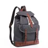 Mochila M258 Vintage Pepper Salt Canvas Mochilas de couro para homens Laptop Daypacks Wear-Oposição Mochilas Grande Viagem Back Pack