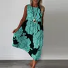 Robe d'été à imprimé Floral, col rond, sans manches, robes de soirée pour femmes, élégante, ligne A, mi-longue, style Boho, 240326