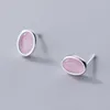 Boucles d'oreilles en argent S925, bijoux fins pour femmes, brillant, coloré, ovale, cristal doux, glaçure colorée synthétique