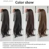 Synthetic Wigs Synthetic Long Wavy Curly Ponytail for Women Ribbon Drawstring Tied to Hair Tail Hair Natural Fake Hairpiece Y240401