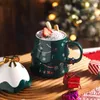 Tassen Weihnachtsserie Keramiktasse Geschenk mit Deckel und Löffel für Familienpaare