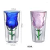 Wine Glasses Dual Use Flower Shaped Candle Holder Glass Cups Cocktail Water Bar Juice Iced Tea