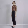 Niche espagnole 24 ans printemps/été nouveau coton mince marron à pois haut Design, chemise à manches longues pour les femmes