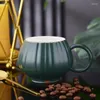 Canecas 280ml em forma redonda design de abóbora cerâmica xícaras de café grande alça escritório água