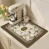 Carpets Absorbent Kitchen Drain Pad Retro Plaid Drying Mat Rectangle Coffee Cup Placement Tableware Drainer Rug Countertop Protector