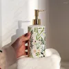 Płynna dozownik mydła amerykańskie akcesoria łazienkowe ceramiczne butelki szamponu naklejka kwiat balsam do mycia ręcznego