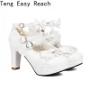 Pumps Women Sweet Bow High Heels Shoes High Heel Shoes Platform Bottom White Work Shoes Women Dress Wedding Shoes Big Size 43