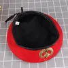 Berretti Cappello da marinaio rosso Spettacolo teatrale Berretto di lana con danza quadrata (Stella a otto punte dorata)