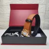 Factory Direct Sales Luxury Märke dubbelsidig Cowhide Fashion Belt Fashionable 3,5 cm 1 Bälte med 2 spännen dubbelsidig använd presentförpackning