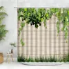 Rideaux de douche en bois motif rideau ensemble romantique fleurs rose plante décor à la maison écran mural polyester tissu salle de bain avec crochets