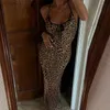 Vestidos casuais básicos das mulheres estilingue uma palavra colarinho moda faixa sexy halter leopardo impressão vestido mulher yq240402