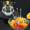 Forks Stainless Steel Cocktail Picks 10Pcs Metal Garnish Sticks Fruit Reusable Drink Toothpicks For